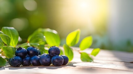 Fresh blueberries on a wooden table, symbolizing natural health and vitality