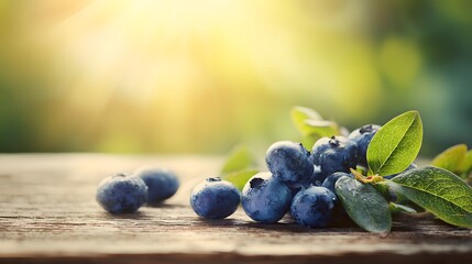 Fresh blueberries on a wooden table, symbolizing natural health and vitality