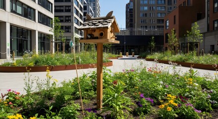 Urban Aviary Birdhouse in City Garden