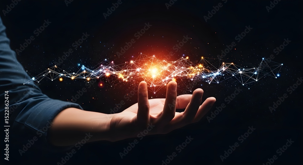 Poster connecting the dots abstract visualization of data and innovation