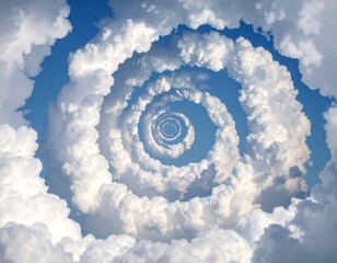 Spiraling clouds in a vibrant blue sky