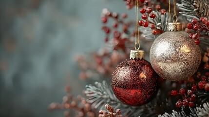 Festive Christmas Tree with Red and Gold Ornaments