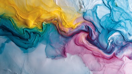 Rainbow colored paint swirling creating abstract vibrant fluid art. AI generated