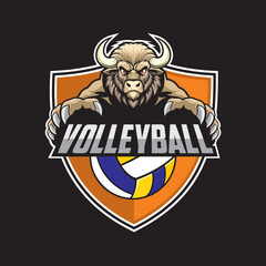 volleyball club logo buffalo vector illustration design