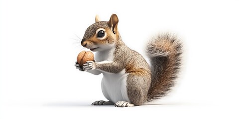 Obraz premium Eastern Gray Squirrel Holding Nut: A Stunning Wildlife Close-Up