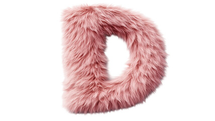 3D Pink Fluffy Letter D for Decorative Typography Background