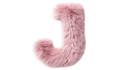 3D Pink Fluffy Letter J for Decorative Typography Background