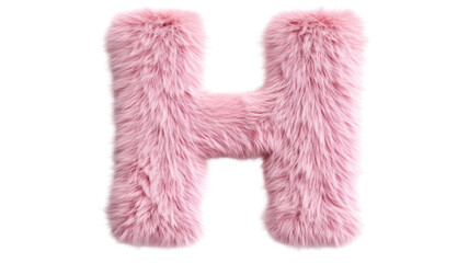 3D Pink Fluffy Letter H for Decorative Typography Background