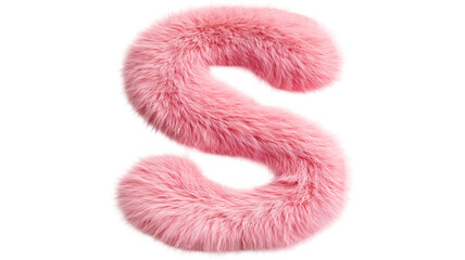 3D Pink Fluffy Letter S for Decorative Typography Background