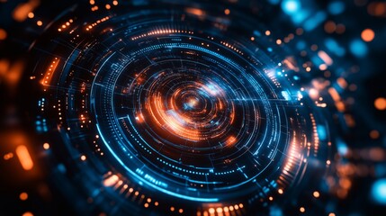 Obraz premium Sci-Fi HUD Interface Background – Blue and Orange