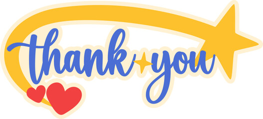 Thank you sticker label for appreciation, greeting card. Vector isolated.