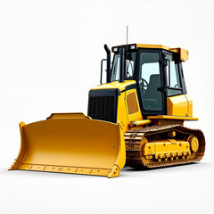 Obraz premium Yellow bulldozer isolated on white