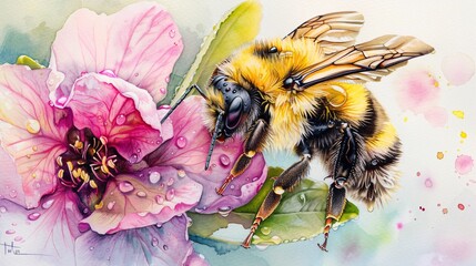 A bee nestled in vibrant pink petals showcases the harmony and beauty of nature.