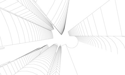 Abstract buildings 3d. Architectural background 