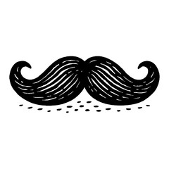 Obraz premium Hand Drawn Mustache Facial Hair Black and White Outline Line Art Drawing Illustration Style