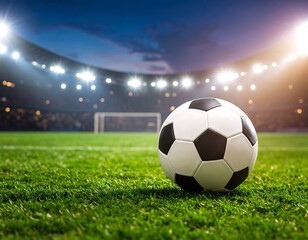 Soccer ball on a stadium field at night