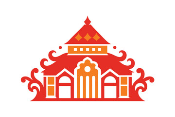 Heritage ghar motif with ornamental architecture style vector art illustration