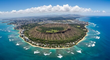 Diamond Head Crater View From Above