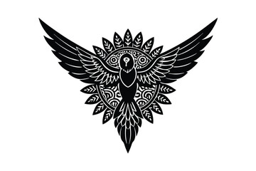 Radiant multicolor parrot in paisley mandala design vector art illustration