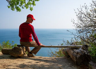 The lonely person sitting on breakage