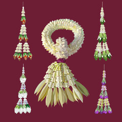 Traditional Thai jasmine Garlang with intricate floral design Symbolizing respect blessing, and cultural Heritage Artistry