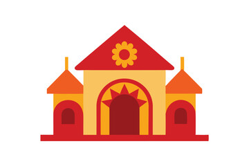 Traditional ghar with mandala and folk inspired accents vector art illustration