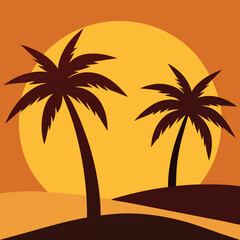 Modern Line Art Of A Single Palm Tree