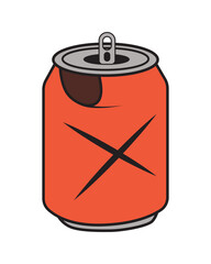 Crushed and Dented Soda Can Illustration