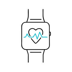 Obraz premium Smartwatch with heart rate monitor and heartbeat graph illustration 