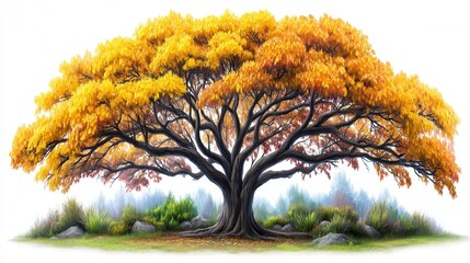 Majestic autumn tree in a landscape