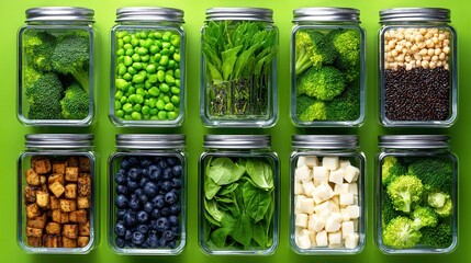Healthy food in glass jars