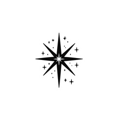 Sparkle Star Vector Stock Illustration. Star Minimalist North Star Icon Set – Celestial Elements for Astronomy, Navigation, and Holiday Designs.