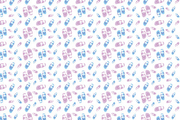 Pastel Flip Flop Seamless Pattern on White Background