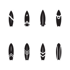 vector collection of stylish black surfboard designs illustrations