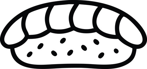  sushi with roe black and white culinary illustration