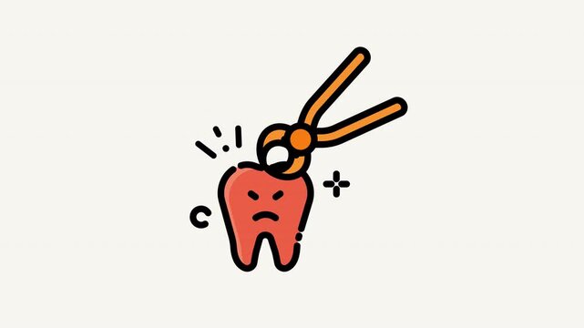 Tooth extraction icon animation on transparent background. 4K Resolution and ProRes Alpha Channel