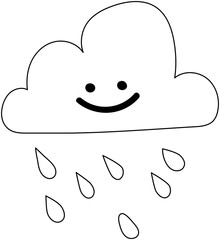 Cute Faced Rain Cloud Doodle Coloring Page

