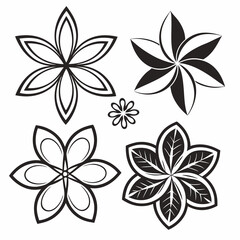 Floral Design Elements: A set of elegant black and white floral design elements, perfect for adding a touch of sophistication to any project.  The designs vary in style.