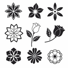 Floral Silhouette Symphony: A collection of elegant and refined flower silhouettes, each a testament to nature's artistry, set against a minimalistic backdrop.
