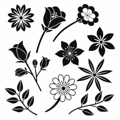 Floral Silhouettes: A collection of striking black and white floral silhouettes. Capturing the elegance of nature's designs.