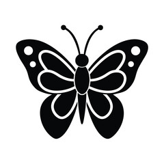Butterfly with Heart Shaped Wings Cute Icon Vector Illustration