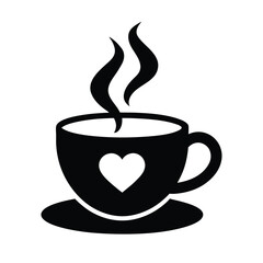Hot Coffee Cup with Heart Shaped Steam Cozy Icon Vector Illustration
