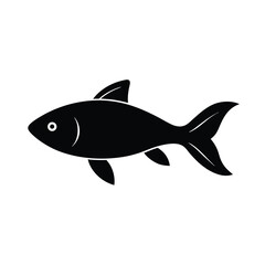 Simple Black Silhouette of a Fish Swimming Icon Vector Illustration