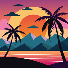 Engraved Style Illustration Of A Palm Forest