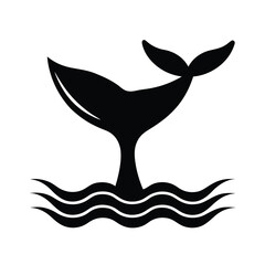 Whale Tail Above Water Ocean Icon Vector Illustration