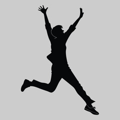 a person jumping in excitement silhouette vector design art and illustration © MD. MIZANUR