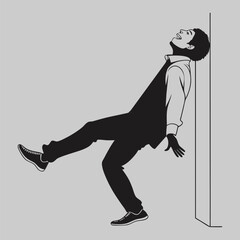 Fototapeta premium a person leaning back in laughter silhouette vector design art and illustration