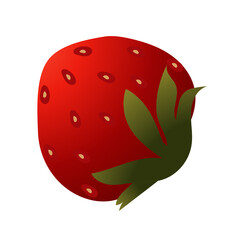 Strawberry. Ripe red berry close-up. Vector illustration isolated on white background.
