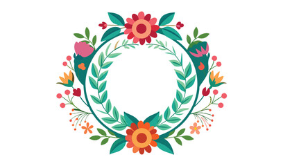 Colorful floral wreath frame for design