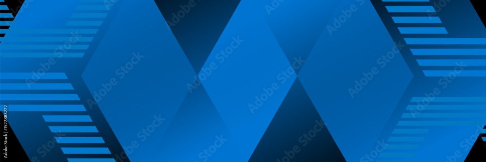 Poster 3d blue black techno abstract background overlap layer on dark space with hexagons lines effect deco